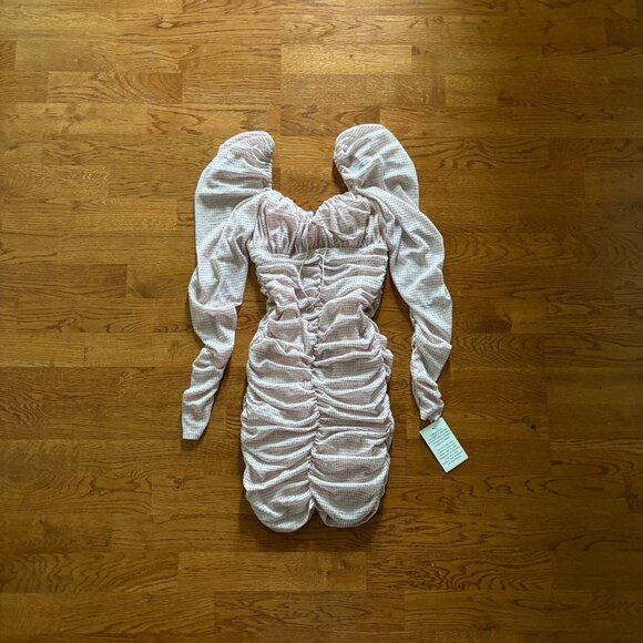 NWT For Love and Lemons All That Glitters Pink Long Sleeve Mini Dress XXS Blush - Picture 2 of 5